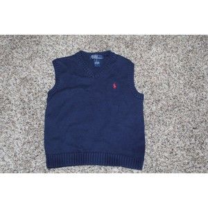 Polo Ralph Lauren Boys Cotton V-Neck Sweater Vest Blue Size 6